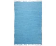 Theko Dhurry - Alfombra de Tejido Plano 100% algodón, Tejida a Mano, Lavable, Reversible, 90 x 160 cm, Color Turquesa, Happy Cotton