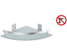 MSV Estante DE Rincon DE Aluminio Y Vidrio TABARCA 25 X 25 CM, Cromado, 25x25x5 cm