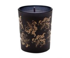 Shearer Candles Amber Noir - Vaso con vela, diseño de patrón de hojas, color negro y dorado