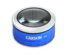 Carson Magnitouch Lupa con Lente de Vidrio enfocable de 3X de Aumento con luz LED táctil (MT-33)â Azul