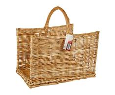 RUECAB - Portatroncos - Cesta para troncos de madera, cesta de transporte para leÃ±a de mimbre, cesta para troncos de mimbre - Mimbre natural - Modelo MANILA - Dimensiones: 51 x 50 x 38 cm