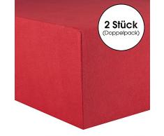 CelinaTex Lucina bebés niños sábanas Ajustables Camas para bebé Camas para niños algodón 2er-Set 60x120-70x140 cm Rojo rubí