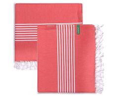 UNITED COLORS OF BENETTON. Set 2 Toallas HAMMAN 80X165CM 170GSM 100PercentALGODON Rojo CASA Benetton