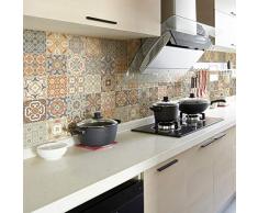 Adhesivos para azulejos de cemento â Pegatinas de azulejos de cemento â Decoración de pared para azulejos de baño y cocina â Azulejos de cemento adhesivos para pared â 10 x 10 cm â 30 unidades