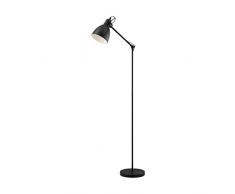 Lámpara de pie EGLO PRIDDY, lámpara de pie vintage con 1 bombilla en diseño industrial, lámpara de pie retro de acero, color negro, blanco, casquillo E27, incl interruptor de pie