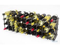 Cranville Wine Racks Classic 30/40 Botella de Armario Superior Madera Teñida de Negro y Botellero de Metal Montada
