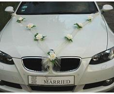 Organza M Auto Joyas Novia par Rose decoraciÃ³n Organza M Boda Coche Wedding Deko Guirnalda automÃ³viles (Crudo/Crudo)