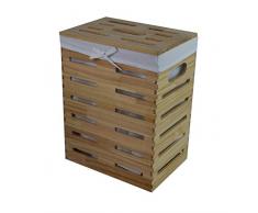 dvier Rattan im Trend-Cesto para la Ropa (Madera de Pino, con Funda y asa de Transporte, 40 L), Color Beige, BxTxH 35x25x46cm