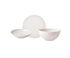 Villeroy & Boch 10-4130-8951 Servicio Original, 9 piezas, combinado con plato llano, escudilla para pasta y fuente, porcelana premium, apto para lavavajillas, Porcelain, Blanco(Artesano)