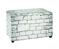 Haku Möbel 30967- Baúl DM / Símil Cuero, Blanco/Gris, 40x65x42 cm