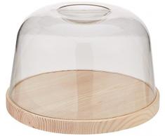 Fackelmann Tapa acrÃlica Quesera Tabla Cortar Cocina Conservación Embutidos Queso Pan Torta Campana Redonda, Ã23,5x15cm, 1ud, Madera Natural/Transparente, 23,5 x 15 Cm