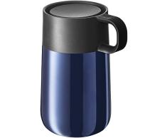 WMF Impulse Termo - Taza térmica, acero inoxidable 300 ml, con cierre automático, apertura 360°, mantiene las bebidas calientes 8 horas o frÃas 12 horas, color azul