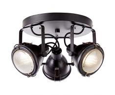 Brilliant Bentli Spotrondell - Lámpara de techo (3 focos, orientable, aspecto industrial envejecido, 3 bombillas GU10 adecuadas para lámparas reflectoras de hasta máx. 7 W.