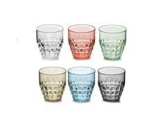 Fratelli Guzzini 22570252 vaso de agua Multicolor 6 pieza(s) 350 ml - Vasos de agua (Multicolor, Metacrilato de metilo y estireno (SMMA), 6 pieza(s), Alrededor, Tiffany, Pio&Tito Toso)
