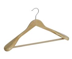 WENKO Percha Exclusive - Gancho para la ropa con barra antideslizante para pantalones, con forma del cuerpo, ancha almohadilla para los hombros, Madera, 45 x 24 x 5.5 cm, Marrón