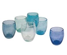 Villa dâEste Home Tivoli 5907747 Acapulco Marea-Juego de 6 Vasos de Agua de 300 ml de Pasta de Vidrio soplado