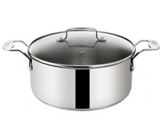 Tefal Jamie Oliver E79144 Olla Con Tapa, 20 Cm, Acero Inoxidable/Cristal, Plateado/Transparente