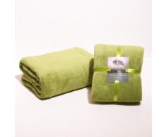 Sancarlos - Manta lisa microfibra, Verde, Cama de 135, Tamaño 220x240 cm