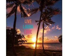 Pro-Art g1824a - Lienzo en impresión giclée (30 x 30 cm), diseño de playa y mensaje Live, Laugh, Love,, 30 x 30 cm
