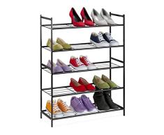 Relaxdays EstanterÃa metálica Zapatero de Metal, 5 estantes, para 15 Pares de Zapatos, 90 x 70 x 26 cm, Color Negro, Hierro