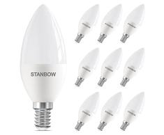 Bombillas LED E14, 5 W, 400 lm, bombilla de vela de tornillo pequeño, equivalente a 40 W, 3000 K, bombilla de vela E14 de color blanco cálido para candelabro, lámpara, no regulable, paquete de 10