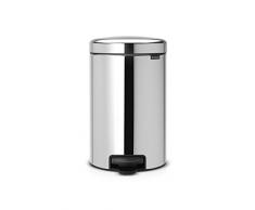 Brabantia NewIcon - Cubo de Basura de Pedal de 12 litros, Color Acero Brillante