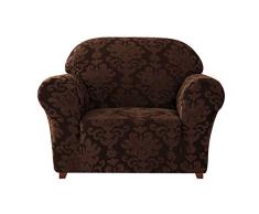 CHUN YI Funda de sofÃ¡ Jacquard Floral elÃ¡stica de 1 Plaza para Sala de Estar, Protector de Muebles de Tela de Licra Duradera (Silla, Chocolate)