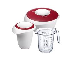 Westmark Set de reposterÃa 3 piezas: 1 vaso mezclador 2,5 l, 1 vaso batidor 1 l, 1 jarra medidora 1 l, Plástico, Blanco/Rojo/Transparente, 315322E7