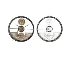 Reloj de Pared de la Marca DKD Home Decor Plateado Dorado Hierro Engranajes (40 x 5.5 x 40 cm) (2 Piezas) (Referencia: S3026681)