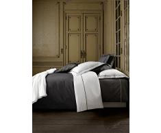 De Witte Lietaer Bumblebee Juego percal Luxe Funda de edredón + Fundas de Almohada, algodón, Color Blanco/Gris Oscuro, 240 x 220 cm