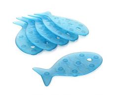 TATAY 5515000 - Pack de 6 pegatinas antideslizantes para ducha o baÃ±era, diseÃ±o de peces, color azul