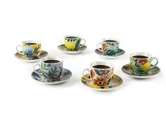 Excelsa Juego de 6 tazas de cafÃ© con plato de flores