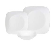 Corelle - Juego de vajilla de 18 Piezas, de Vidrio Vitrelle Resistente a Las roturas y Las desportilladuras, Modelo Pure White, Servicio para 6 Personas, Color Blanco