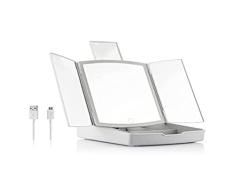 InnovaGoods Espejo LED Plegable con Organizador de Maquillaje 3 en 1 Panomir