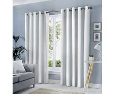 Fusion - Sorbonne - Par de Cortinas con Ojales 100% algodÃ³n, 117 x 229 cm, Color Blanco