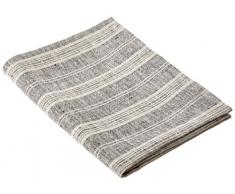 Linenme Toalla de baño de lino multirayas. Color negro 100 x 137 cm.
