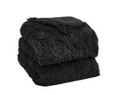 Sienna Manta de Forro Polar sÃºper esponjosa, Manta de Piel sintÃ©tica cÃ¡lida, Reversible, para sofÃ¡, Silla, Cama, 150 x 200 cm, Color Negro
