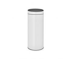 Brabantia Touch Bin Cubo de Basura, 30 litros, Blanco, 32 x 29.5 x 72 cm