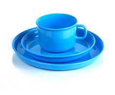 Kimmel 21-000-2008-5 - Juego de taza y plato infantil (plástico), color azul claro