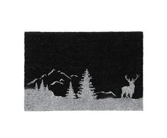 Relaxdays Felpudo Fibra de Coco, Paisaje Bosque, 40x60 cm, Antideslizante, Tapete Puerta Interior Exterior, Blanco/Negro, 90% 10% plÃ¡stico