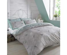 Dreamscene – Juego de Funda nórdica con Funda de Almohada de Jaula de pájaros de Lujo, poliéster/algodón, Mint/luz Azul, único
