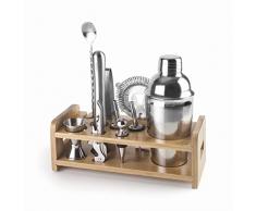 Lacor - 62181 - Kit CoctelerÃ­a, Coctelera, Utensilios CoctelerÃ­a, DiseÃ±o PortÃ¡til, Libre de BPA, Soporte BambÃº, para Profesionales y Aficionados, Acero Inoxidable 18/10, 10 Piezas