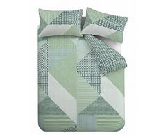 Catherine Lansfield Larsson Geo Easy Care - Juego de Funda nórdica para Cama Doble, Color Verde