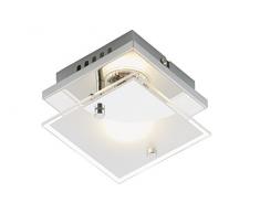 Briloner Leuchten 3597 - 018 A +, - Lámpara de techo LED, 1 x LED GU10, 3 W, 250 lúmenes, vidrio parcialmente mate, rectangular, metal, cromo, 12 x 12 x 9 cm