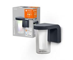 LEDVANCE SMART+ WI-FI CASCADE RGBW 18cm- Aplique LED regulable gris oscuro para exteriores con carcasa de aluminio de alta calidad, control de color RGB, 10 W, 3000 Kelvin blanco cÃ¡lido, 420lm, IP44