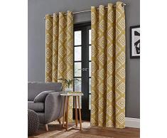 Catherine Lansfield Azteca Cortinas 66Â x 90, poliÃ©ster, Ocre, Curtains - 90x90In