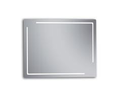 Kristaled Kamet 100x80 cm Espejo de Baño Estriado con Luz Led Frontal Perimetral, Cristal, Plateado, 100x80x2.5 cm