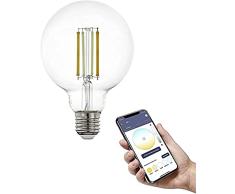 EGLO connect.z Smart Home bombilla LED E27, G95, ZigBee, control de voz y de la aplicaciÃ³n, regulable, colores ajustables, 700 lÃºmenes, 6 vatios, vintage transparente