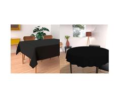 Soleil docre Mantel Antimanchas Rectangular 140x240 cm Alix Negro & Mantel Antimanchas Redondo 180 cm Alix Negro