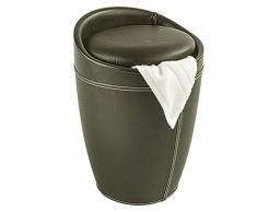 Wenko Taburete para el baño en apariencia de cuero Candy, marrón - pongotodo, taburete baño Capacidad: 20 l, Plástico (ABS), 36 x 50.5 x 36 cm, Marrón oscuro